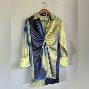 SIMKHAI dress marine blue twist front 7 NWT